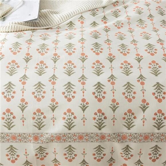 Queen Duvet Cover Set - Breathable 100% Cotton Floral 3pcs Wildflower - Picture 7 of 8